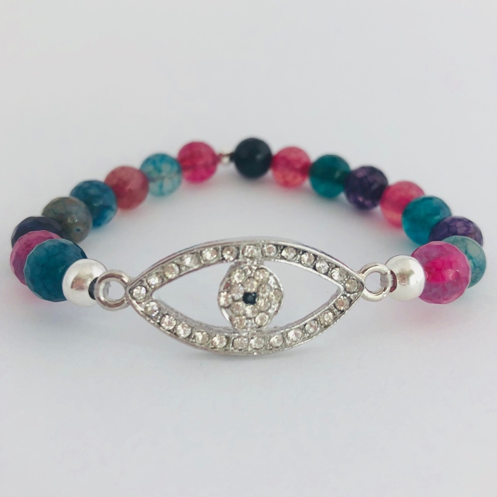AGATE | Evil Eye Multi-colored Beaded Bracelet